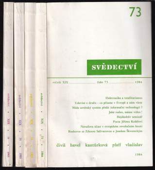 Svědectví, KOMPLETNÍ ROČNÍK XIX.