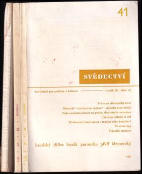 Svědectví, NEKOMPLETNÍ ROČNÍK XI.