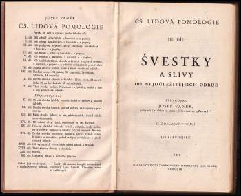 Josef Vaněk: Československá lidová pomologie: Švestky a slívy