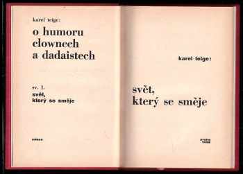 Karel Teige: O humoru, clownech a dadaistech