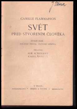 Camille Flammarion: Svět před stvořením člověka - původ země - počátky života - počátky lidstva