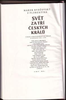 Marek Bydžovský z Florentina: Svět za tří českých králů