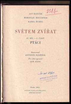 Miroslav Bouchner: Světem zvířat díl II. Ptáci