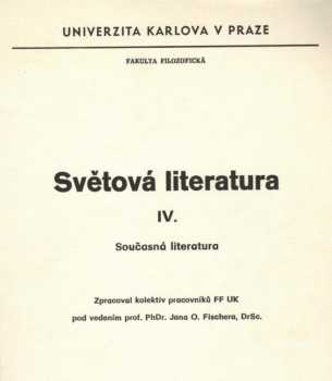 Jan Otokar Fischer: Světová literatura