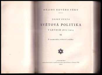 Josef Šusta: Světová politika v letech 1871-1914
