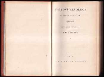 Tomáš Garrigue Masaryk: Světová revoluce