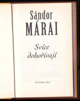 Sándor Márai: Svíce dohořívají