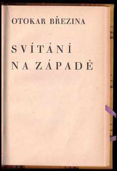 Otokar Březina: Svítání na západě