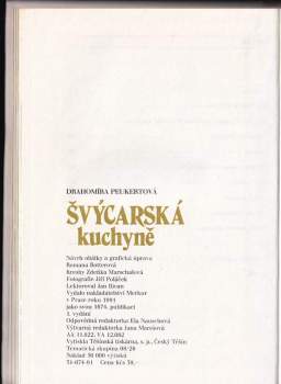 Drahomíra Peukertová: Švýcarská kuchyně