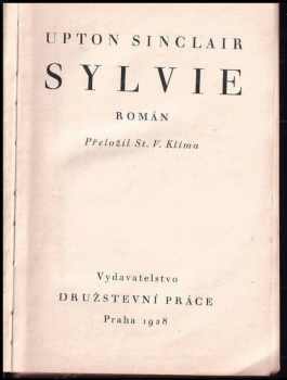 Upton Sinclair: Sylvie : román