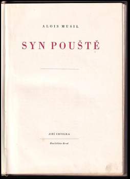 Alois Musil: Syn pouště