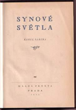 Karel Sabina: Synové světla