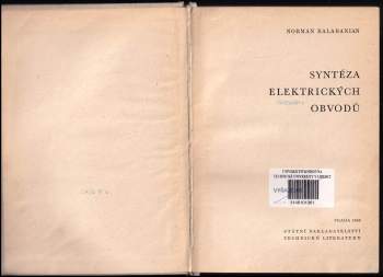 Norman Balabanian: Syntéza elektrických obvodů