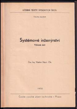Vladimír Hájek: Systémové inženýrství