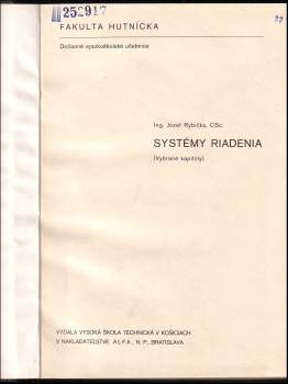 Jozef Rybička: Systémy riadenia