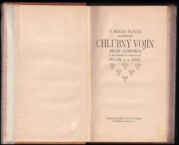 Plautus: T. Maccia Plauta Komoedie Chlubný Vojín