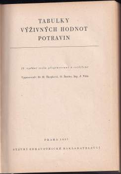 Oldřich Šmrha: Tabulky výživných hodnot potravin