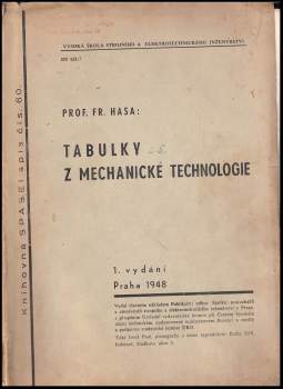 Tabulky z mechanické technologie