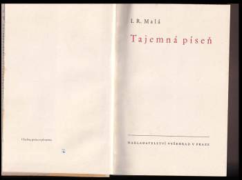 I. R Malá: Tajemná píseň