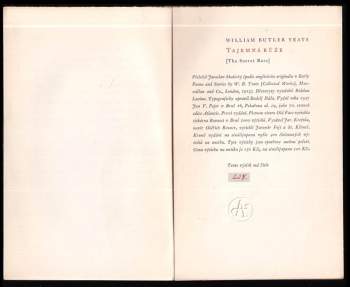 W. B Yeats: Tajemná růže