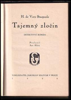 Henry de Vere Stacpoole: Tajemný zločin