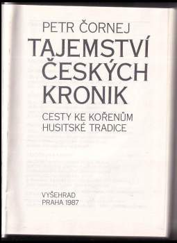Petr Čornej: Tajemství českých kronik