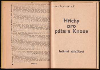 Josef Škvorecký: Tajemství domovníka Jaroslava + Hříchy pro pátera Knoxe - SVÁZÁNO V JEDNOM SVAZKU