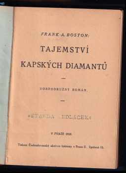 Frank A Boston: Tajemství kapských diamantů.