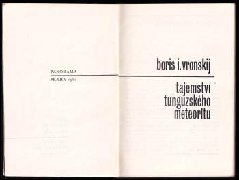 Boris Ivanovič Vronskij: Tajemství tunguzského meteoritu