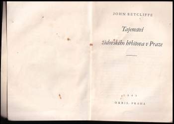 John Retcliffe: Tajemství židovského hřbitova v Praze