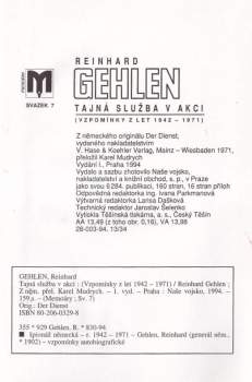 Reinhard Gehlen: Tajná služba v akci
