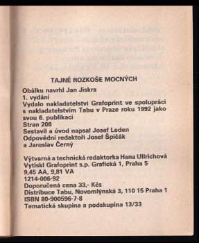 Josef Leden: Tajné rozkoše mocných