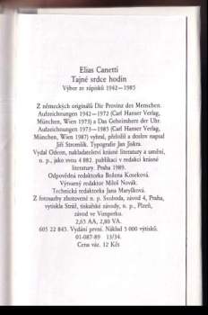 Elias Canetti: Tajné srdce hodin