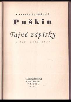 Aleksandr Sergejevič Puškin: Tajné zápisky z let 1836-1837