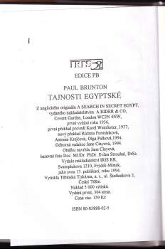 Paul Brunton: Tajnosti egyptské