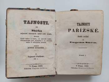 Eugène Sue: Tajnosti pařížské 1 - 4 SVÁZANÉ DO DVOU SVAZKŮ