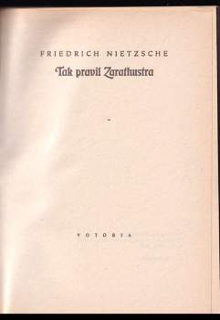 Friedrich Nietzsche: Tak pravil Zarathustra