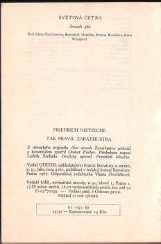 Friedrich Nietzsche: Tak pravil Zarathustra