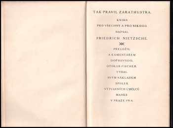 Friedrich Nietzsche: Tak pravil Zarathustra