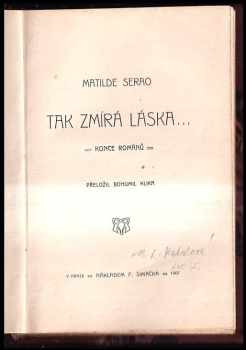 Matilde Serao: Tak zmírá láska--