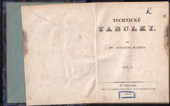 Antonín Majer: Technické tabulky