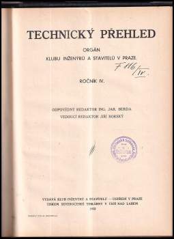Jiří Borský: Technický přehled ročník III. + IV.