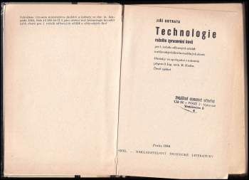 Jiří Outrata: Technologie ručního zpracování kovů pro 1. ročník odborných učilišť a učňovských škol kovodělných oborů