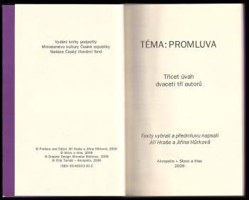 Jiřina Hůrková-Novotná: Téma: promluva