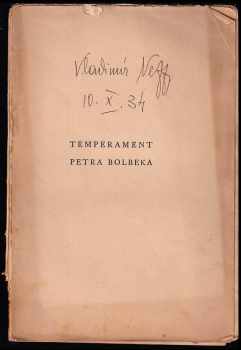 Temperament Petra Bolbeka
