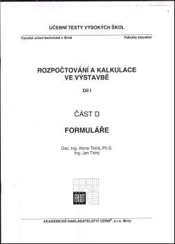 Jan Tichý: Rozpočtování a kalkulace ve výstavbě