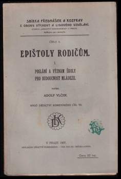Adolf Vlček: Epištoly rodičům