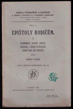 Adolf Vlček: Epištoly k rodičům