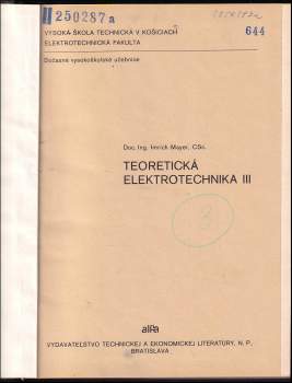 Imrich Mayer: Teoretická elektrotechnika