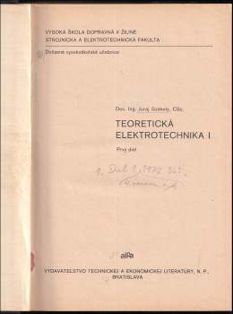 Juraj Székely: Teoretická elektrotechnika I
